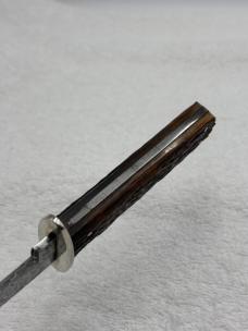 Vintage Union Cutlery Co Olean NY Fixed Blade Sheath Knife Jigged Bone Handles