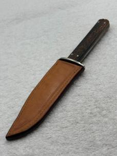 Vintage Union Cutlery Co Olean NY Fixed Blade Sheath Knife Jigged Bone Handles