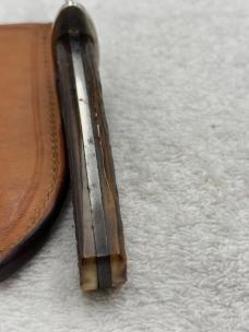 Vintage Union Cutlery Co Olean NY Fixed Blade Sheath Knife Jigged Bone Handles