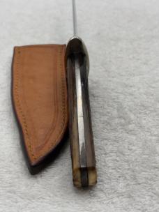 Vintage Union Cutlery Co Olean NY Fixed Blade Sheath Knife Jigged Bone Handles