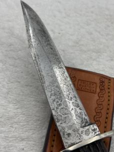Vintage Union Cutlery Co Olean NY Fixed Blade Sheath Knife Jigged Bone Handles