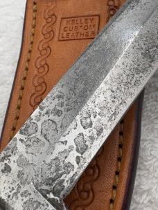 Vintage Union Cutlery Co Olean NY Fixed Blade Sheath Knife Jigged Bone Handles