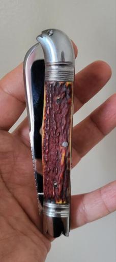 4 1/2"  Custom Handmade Bird's Head Bolster Knife, Hammer forged