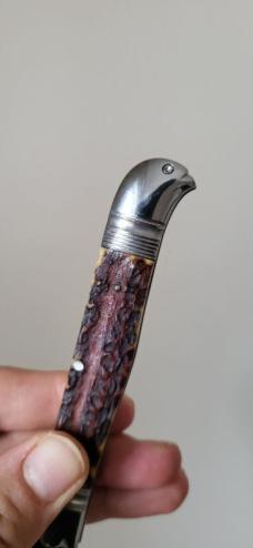 4 1/2"  Custom Handmade Bird's Head Bolster Knife, Hammer forged