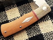 STEENKAMP M390 NATURAL CANVAS MICARTA GIRAFFE BONE BOLSTER SLIP-JOINT