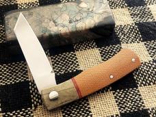 STEENKAMP M390 NATURAL CANVAS MICARTA GIRAFFE BONE BOLSTER SLIP-JOINT