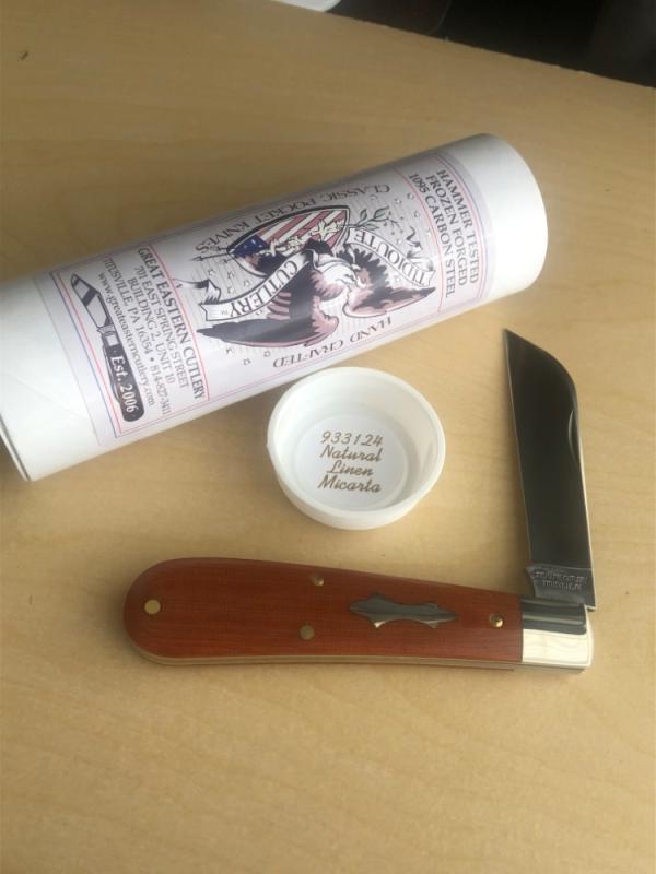 Great Eastern Cutlery Tidioute 933124 Natural Linen Micarta Rams Foot