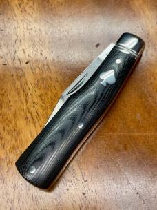 Rosecraft Savage Creek Gunstock knife with Black Micarta covers and Clip point blade