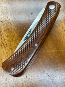 Rosecraft Overall Creek Farm Hand Knife with Drop Point Blade and Yellow Sandalwood Covers