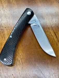 Rosecraft Overall Creek Farm Hand Knife with Drop Point Blade and Black Sandalwood Covers