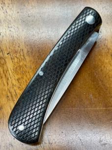 Rosecraft Overall Creek Farm Hand Knife with Drop Point Blade and Black Sandalwood Covers
