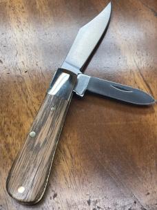 A Wright & Son 2-Blade Barlow with Clip/Pen blades and Whiskey Oak Barrel Covers