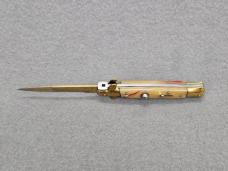 AKC ITALY LARGE STILETTO GOLDEN SWITCHBLADE AUTOMATIC KNIFE