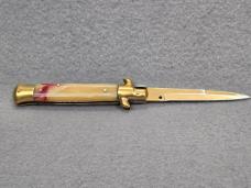 AKC ITALY LARGE STILETTO GOLDEN SWITCHBLADE AUTOMATIC KNIFE