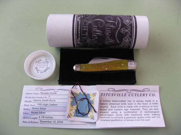 DANIELS FAMILY KNIFE BRANDS-TITUSVILLE CUTLERY-ROOSTER COMB-GRANNY SMITH BONE DANIELS FAMILY KNIFE BRANDS-TITUSVILLE CUTLERY-ROOSTER COMB-GRANNY SMITH BONE