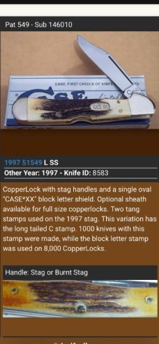 1997 Case XX LargeCopper Lock w/Stag Handles. Has the long tail C stamp w/1000 made(see pics 4 info)
