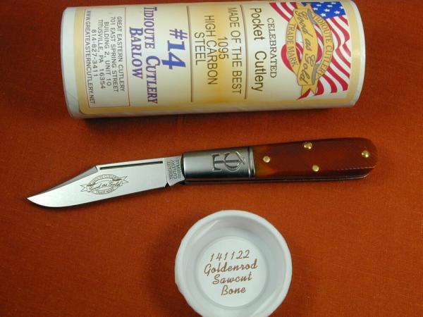 Great Eastern Cutlery GEC Goldenrod Sawcut Bone Barlow Knife 141122 Made in USA Great Eastern Cutlery GEC Goldenrod Sawcut Bone Barlow Knife 141122 Made in USA