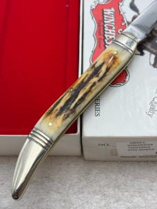 Vintage Winchester 1998 Trade Mark 10034-S Med Stag Handle Toothpick Knife New In Box 