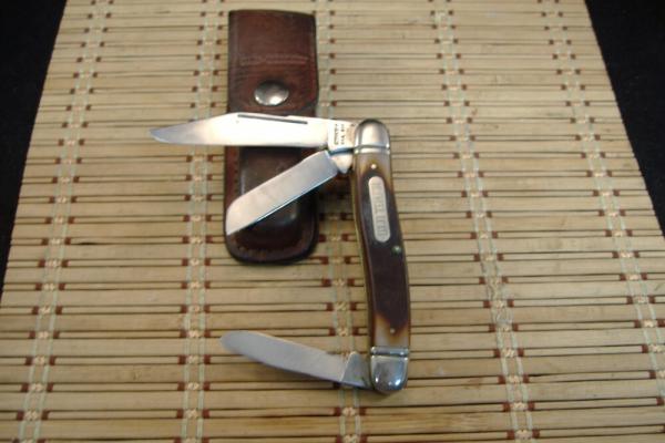 SCHRADE OLD TIMER 858 LUMBERJACK U.S.A. MADE VINTAGE TRIPLE BLADE STOCKMAN FOLDING USED POCKET KNIFE