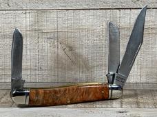 Schrade 858 Lumberjack Knife with Stabilized, Dyed, Buckeye Burl Wood Handles