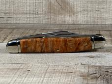 Schrade 858 Lumberjack Knife with Stabilized, Dyed, Buckeye Burl Wood Handles