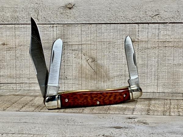 Schrade Model 858 Lumberjack Stockman Knife with Stabilized Snakewood Handles