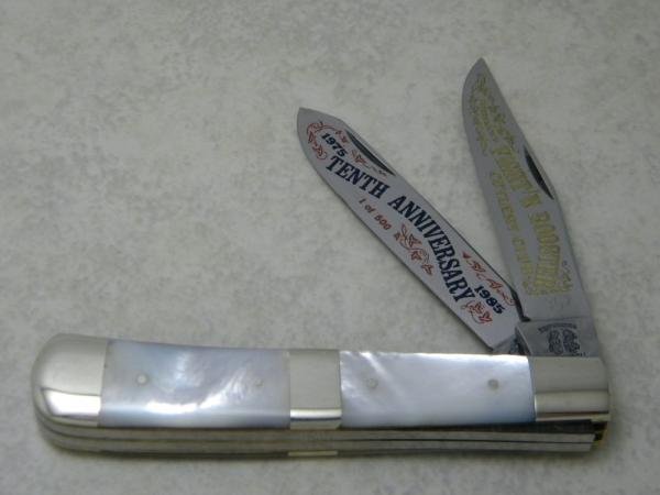Fightn Rooster Germany Pearl Trapper Knife 1985 Tenth Anniversary Fight'n Rooster Collectors Club