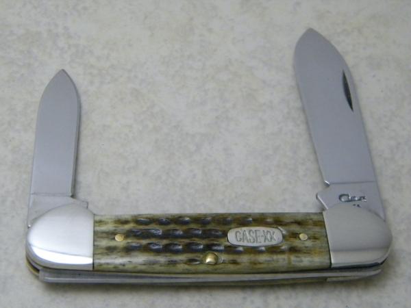 Case XX USA 2 Dot 1998 Pocket Worn Green Bone 62131 Canoe Knife