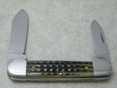 Case XX USA 2 Dot 1998 Pocket Worn Green Bone 62131 Canoe Knife