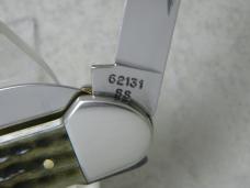 Case XX USA 2 Dot 1998 Pocket Worn Green Bone 62131 Canoe Knife