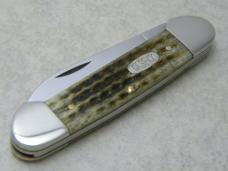 Case XX USA 2 Dot 1998 Pocket Worn Green Bone 62131 Canoe Knife