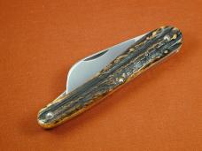 Titusville Cutlery Burnt Stag Shadow Pattern Rooster Comb Farmer Knife Rare 1 of 15 COA 2024 USA