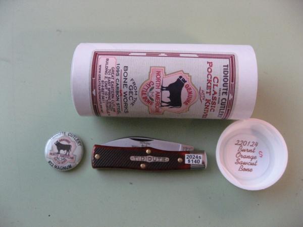GEC TIDIOUTE 220124 "S" MAGNUM BURNT ORANGE SAWCUT BONE #2 GEC TIDIOUTE 220124 "S" MAGNUM BURNT ORANGE SAWCUT BONE #2