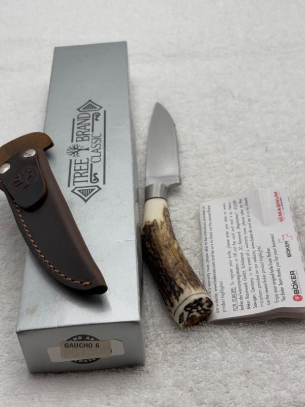 Boker Gaucho 6 Stag Handle Hunting Sheath Knife Made In Argentina Boker Gaucho 6 Stag Handle Hunting Sheath Knife Made In Argentina