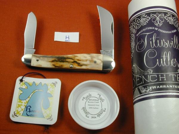 Titusville Cutlery Mammoth Ivory Bark Rooster Comb Farmer Knife Super Rare 1 of 70 COA USA Made 2024 Titusville Cutlery Mammoth Ivory Bark Rooster Comb Farmer Knife Super Rare 1 of 70 COA USA Made 2024