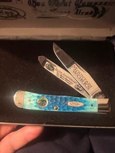 2003 Case XX Smoky Mountain Knife Works Silver Anniv Trapper. Some Box Peel, but Knife is A1!
