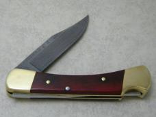 Buck USA Designer's Choice Model 110 Wood & Damascus Folding Hunter Lockback Knife c.2002