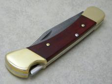 Buck USA Designer's Choice Model 110 Wood & Damascus Folding Hunter Lockback Knife c.2002