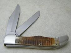 Case XX SS USA 3 Dot 1987 Rogers Bone ROG6265 SAB SS Folding Hunter Knife & Pouch
