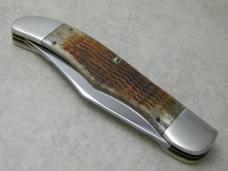 Case XX SS USA 3 Dot 1987 Rogers Bone ROG6265 SAB SS Folding Hunter Knife & Pouch