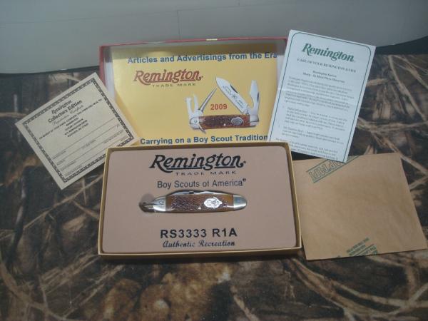 2009 REMINGTON USA RS3333 R1A BOY SCOUT KNIFE NIB WITH PAPERWORK 