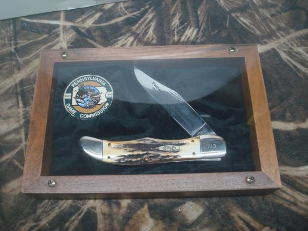 1995 CASE 5165 SS KNIFE 100 YEAR PA GAME COMMISSION WITH DISPLAY AND COIN NEW