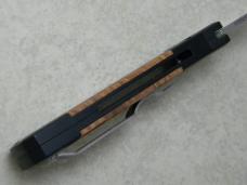 Pro-Tech 706 Godson Black Handle Maple Burl Inlay Satin Switchblade Knife Button Lock