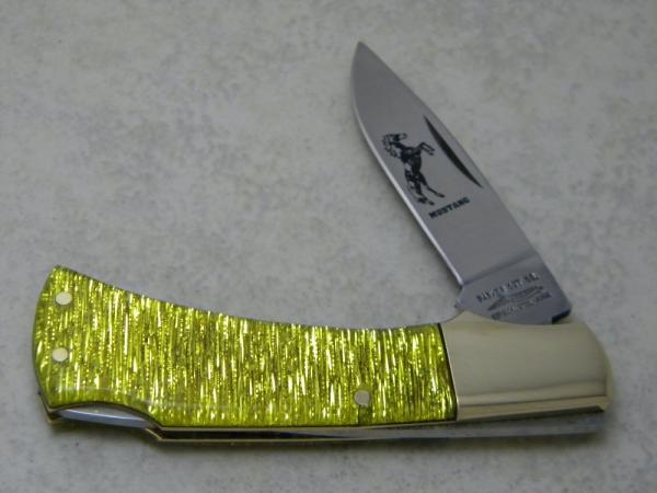 Parker Cut. Co. Surgical Steel Japan Gold Stripe Mustang Lockback Knife