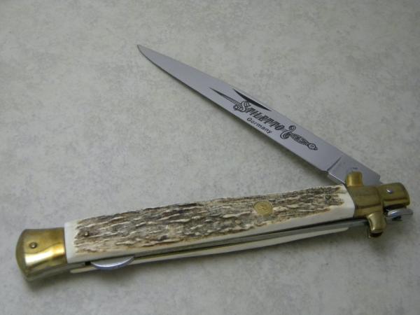 Kissing Crane KC49 Rostfrei Solingen Germany Stag Jumbo Stiletto Knife