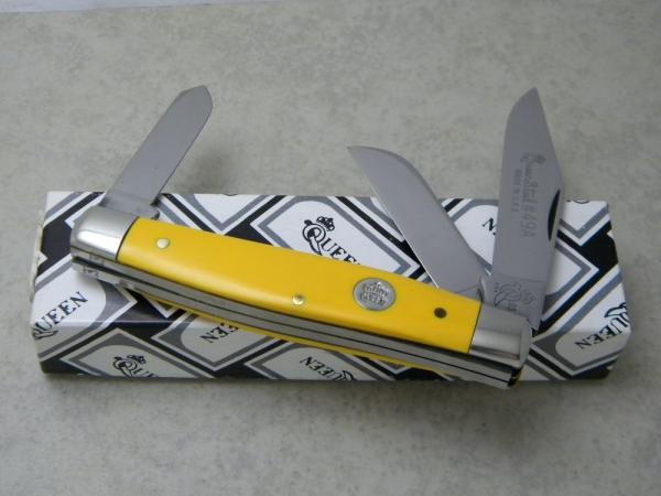 Queen Steel #49A USA Yellow Large Stockman Knife in Box c.1993