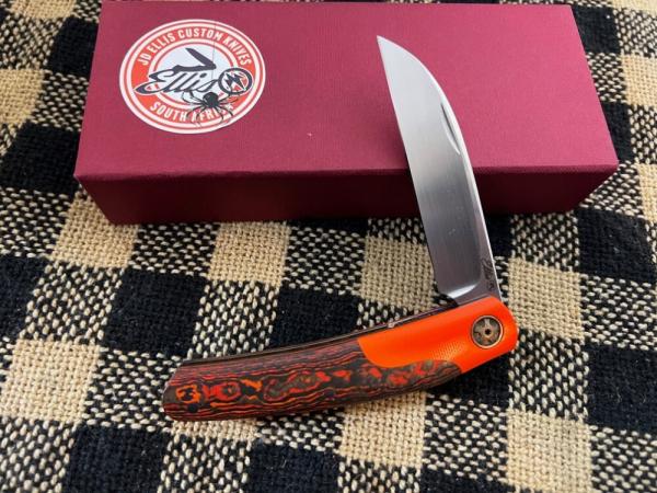 JOHAN ELLIS CUSTOM DOLPHIN MARS VALLEY FAT CARBON FIBER & HUNTER ORANGE G10 RWL 34 STEEL