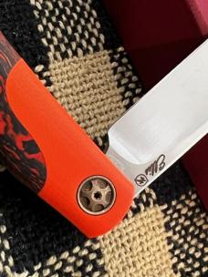JOHAN ELLIS CUSTOM DOLPHIN MARS VALLEY FAT CARBON FIBER & HUNTER ORANGE G10 RWL 34 STEEL