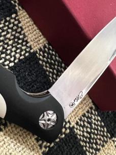 JOHAN ELLIS CUSTOM ORYX IVORY & BLACK PAPER MICARTA RWL 34 STEEL SLIP-JOINT KNIFE