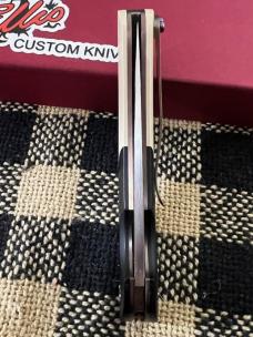 JOHAN ELLIS CUSTOM ORYX IVORY & BLACK PAPER MICARTA RWL 34 STEEL SLIP-JOINT KNIFE